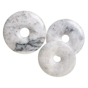 Grey marble 1pkg3, undrilled donut focal natural mix 40-45mm