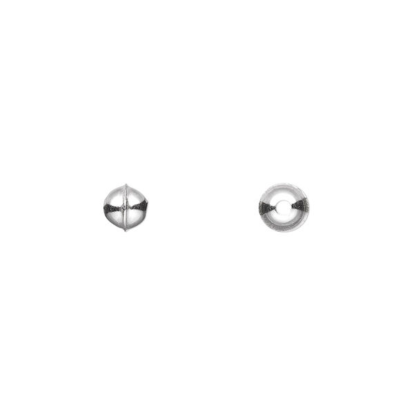 Bead, sterling silver, 5mm benchmade round. Sold per pkg of 100. image number 0