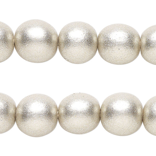 Taiwanese cheesewood 1pkg2, hand-cut painted round bead 15.5-16 inch metallic platinum 12mm image number 0