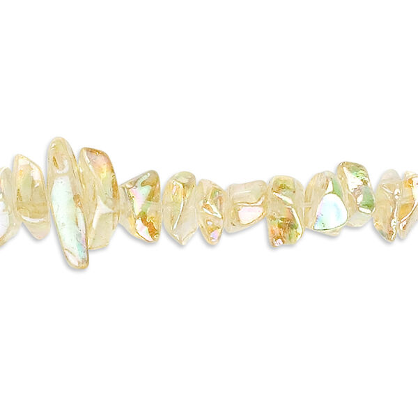 Bead, glass, yellow AB, small chip. Sold per 34-inch strand. image number 0