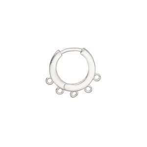 Earring hoop 1pkg2 sterling silver, 14mm hinged / 5 closed loop / square tube, 1 pair