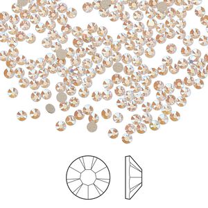 Flat back 144pk rose opal AB foil back, Preciosa MAXIMA Czech crystal rhinestone 2.1-2.3mm chaton rose round SS7