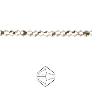 Bead 144pk opaque crystal aurum 2X, Celestial Crystal® 3mm bicone