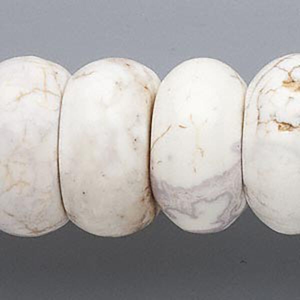 Bead, magnesite (stabilized), white, 26x12mm-27x14mm rondelle, C grade, Mohs hardness 3-1/2 to 4. Sold per 16-inch strand. image number 0