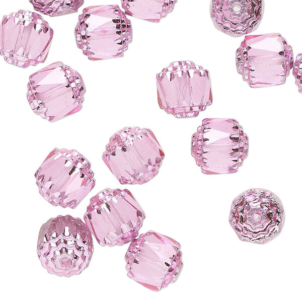 Bead 1pkg50, Czech glass, pink and metallic pink, 8mm round cathedral. image number 0