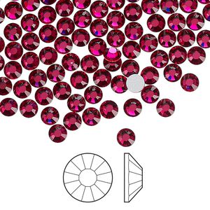 Flat back 1440pk ruby foil back, Preciosa Viva 12® Czech crystal rhinestone 3.8-4mm chaton rose round SS16