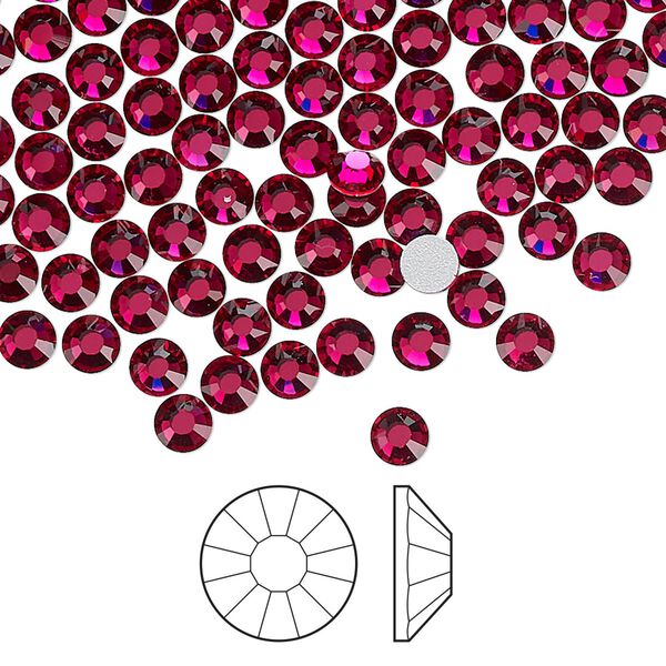 Flat back 1440pk ruby foil back, Preciosa Viva 12® Czech crystal rhinestone 3.8-4mm chaton rose round SS16 image number 0