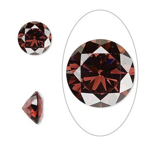 Gem, cubic zirconia, alexandrite purple, 10mm faceted round, Mohs hardness 8-1/2. Sold individually.