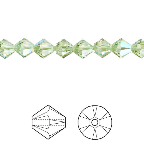Bead 24pk peridot shimmer, Crystal Passions® 6mm bicone 5328 image number 0