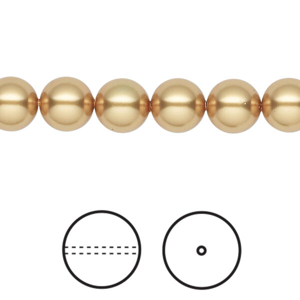 Pearl 1pkg250 royal gold, Swarovski®, 8mm round 5810 image number 0
