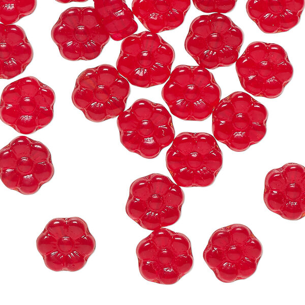 Czech pressed glass 1pkg50, flower bead transparent ruby red 8.5mm image number 0