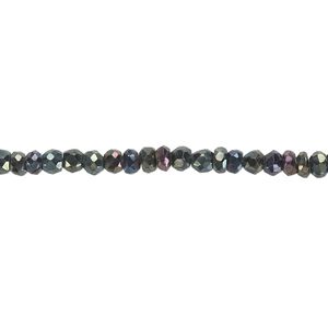 Black spinel 1pkg1, hand-cut faceted rondelle bead iris 13 inch 3x2mm-4x3mm