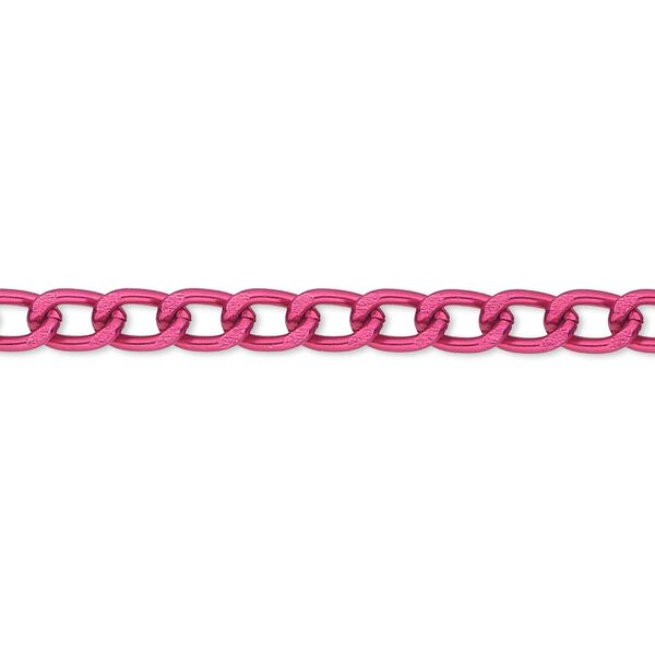 Chain, anodized aluminum, fuchsia, 4mm curb. Sold per pkg of 5 feet. image number 0