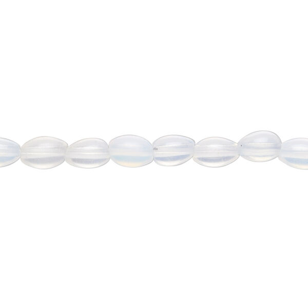 Bead, sea "opal", glass, translucent to semitranslucent, 6x4mm oval with 0.8-1.9mm hole. Sold per 15" to 16" strand. image number 0