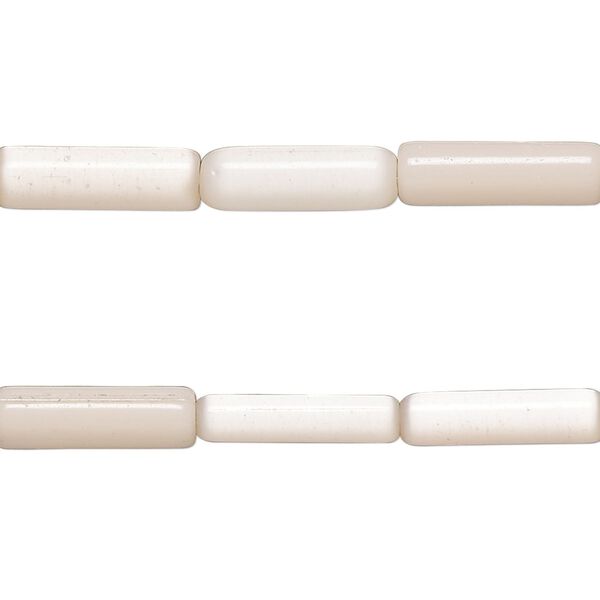 Bead, cat's eye glass (fiber optic glass), pale pink, 14x4mm-15x5mm round tube. Sold per pkg of (2) 14-inch strands, approximately 55 beads. image number 0