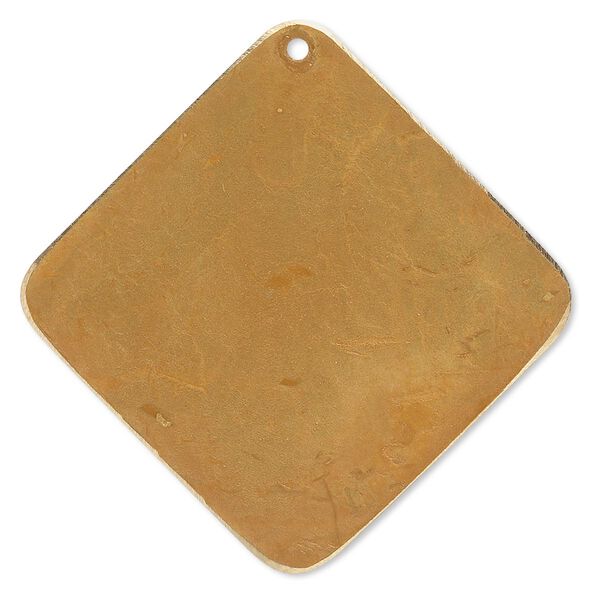 Focal, brass, bright gold patina, Pantone® color 18-0935, 40x40mm double-sided diamond. Sold per pkg of 6. image number 0