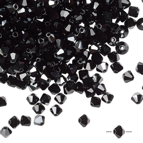 Bead 48pk jet hematite, Preciosa Czech crystal 4mm bicone image number 0
