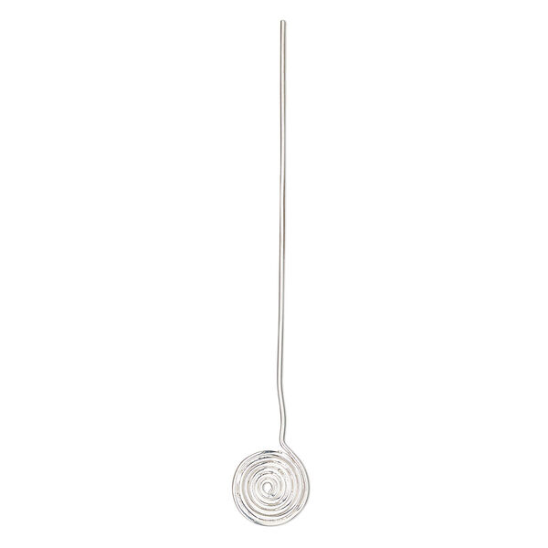 Head pin 1pkg1 sterling silver, 2 inches with 10mm swirl, 22 gauge. image number 0