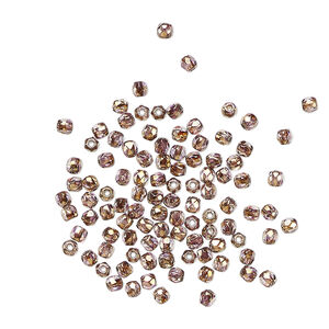 Bead 1pkg100, Czech fire-polished glass, translucent copper luster, 2mm faceted round.