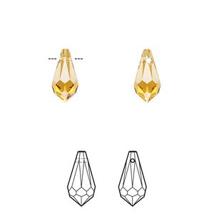 Drop 288pk topaz, Swarovski® 11x5.5mm pendant teardrop 6000