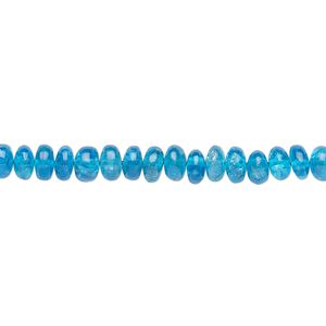 Blue apatite 1pkg1, hand-cut rondelle bead natural , 8 inch graduated 3x1mm-5x2mm