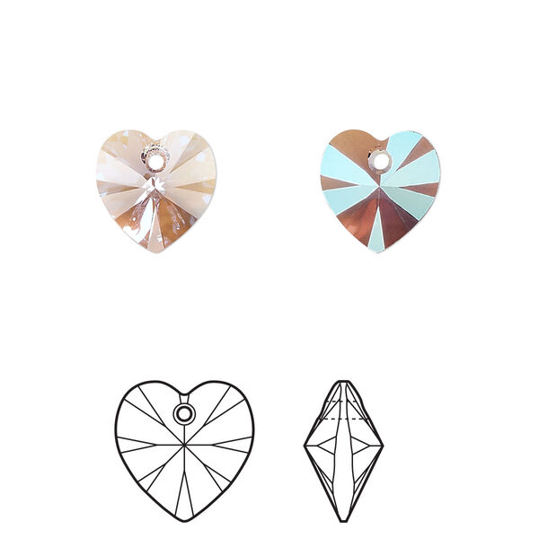 Drop 4pk light amethyst shimmer, Crystal Passions® 10mm pendant heart 6228 image number 0