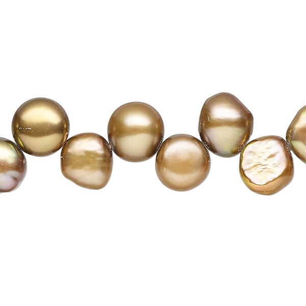 Freshwater pearl 1pkg1, flat-sided potato C grade, 14 inch 8x6mm-10x8mm terra cotta cultured image number 0