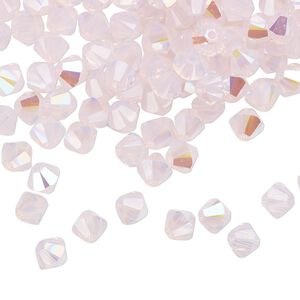 Bead 144pk rose water opal shimmer, Crystal Passions® 5mm bicone 5328