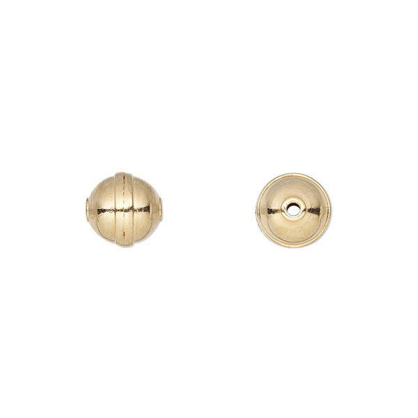 Bead, gold-plated carbon steel, 8mm rimmed round. Sold per pkg of 20. image number 0