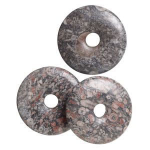Fossil agate 1pkg3, donut focal natural 39-41mm