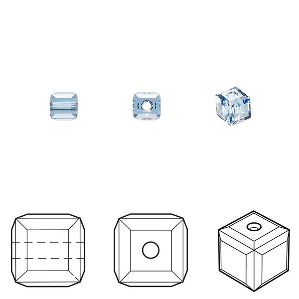 Bead 12pk cool blue, Crystal Passions® Regenerated 4mm cube 5601 image number 0