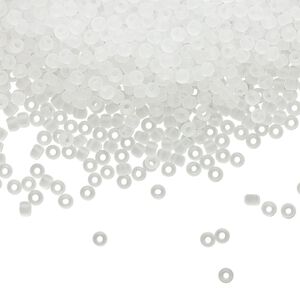 Seed bead, TOHO BEADS®, glass, pkg/50g, #11 round, translucent frosted crystal clear (TR-11-1F).