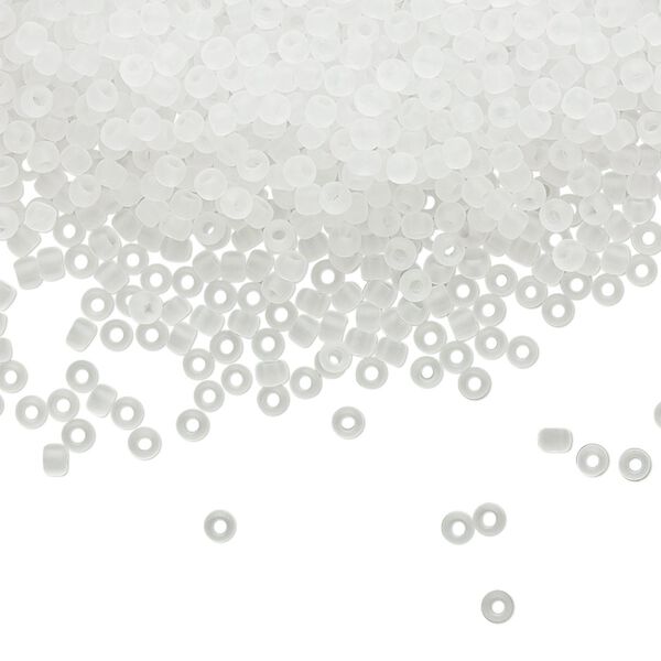 Seed bead, TOHO BEADS®, glass, pkg/50g, #11 round, translucent frosted crystal clear (TR-11-1F). image number 0