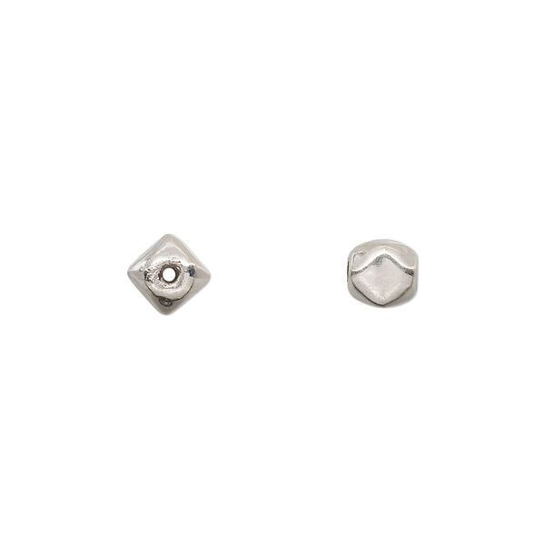 Bead, sterling silver, 6x6mm rounded square. Sold per pkg of 10. image number 0