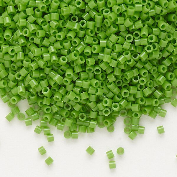 Seed bead, Delica®, glass, pkg/250g, #15 round, opaque green (DBS-0724). image number 0