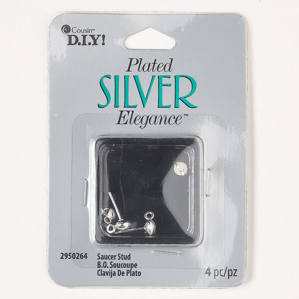 Brass 1pkg2, saucer earstud / open loop / earnuts silver-plated 9mm image number 0