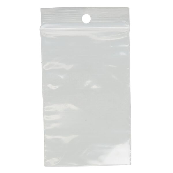 Bag, Tite-Lip™, plastic, clear, 2x3-inch top zip with hole. Sold per pkg of 100. image number 1