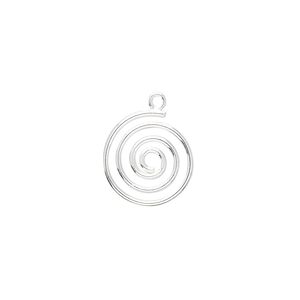 Drop, sterling silver, 15x14mm spiral. Sold individually.