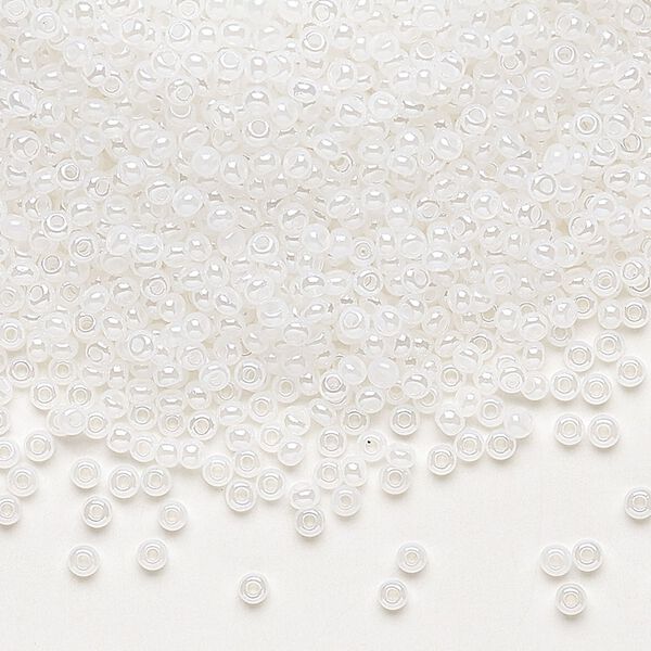 Seed bead, Preciosa Ornela Czech glass, pkg/500g, #11 rocaille, opaque luster alabaster, (57102). image number 0