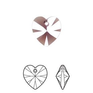 Drop 2pk amethyst moonlight, Crystal Passions® 14mm pendant heart 6228