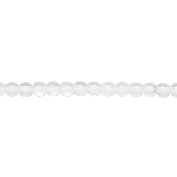 Bead, Czech glass druk, transparent clear, 4mm round. Sold per 15-1/2" to 16" strand. image number 0