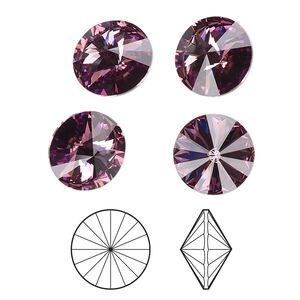 Chaton 4pk iris foil back, Crystal Passions® 12mm rivoli 1122