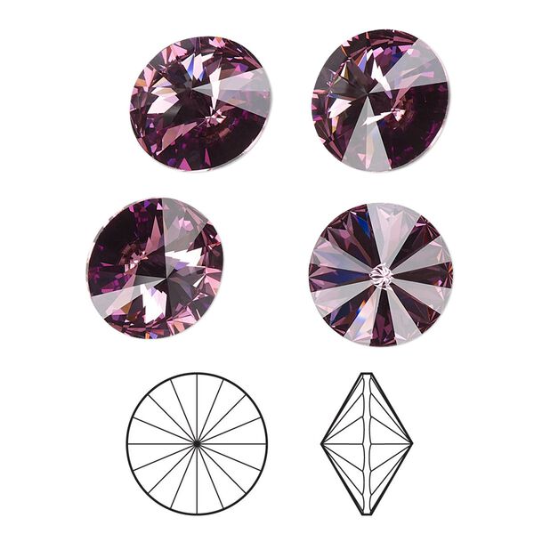 Chaton 4pk iris foil back, Crystal Passions® 12mm rivoli 1122 image number 0
