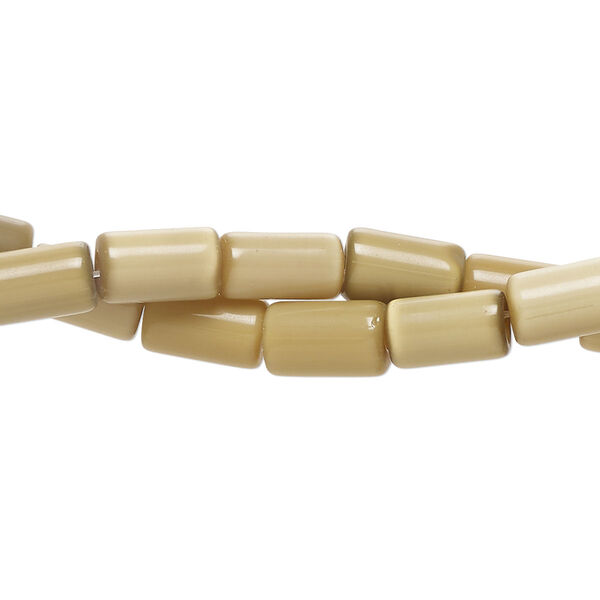 Bead fiber optic 2pk opaque dark khaki, 8x4mm-9x6mm round tube 14 inch image number 0