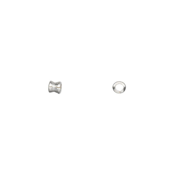 Bead, Hill Tribes, fine silver, 3x3mm spool tube. Sold per pkg of 4. image number 0