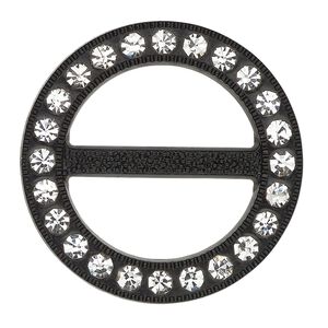 Focal, plastic and glass, black and clear, 38mm round with 25mm bar. Sold individually.