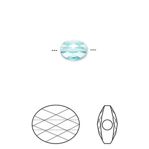 Bead 24pk mini bead light turquoise, Crystal Passions® 8x6mm oval 5051
