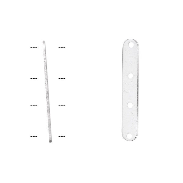 Spacer bar, silver-plated brass, 24x4mm 4-strand, fits up to 8mm bead. Sold per pkg of 100. image number 0