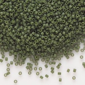 Seed bead, Delica®, glass, pkg/7.5g, #11 round, opaque matte glazed avocado (DB-2291).