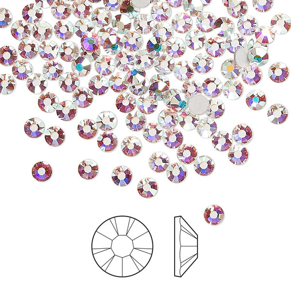 Flat back 144pk crystal AB foil back, Preciosa MAXIMA Czech crystal rhinestone 3-3.2mm chaton rose round SS12 image number 0